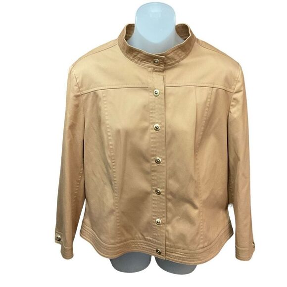 Carlisle Pantsuit Jacket Capri Pants Camel Safari Tan Cotton Blend Women Size 14 - Picture 14 of 15